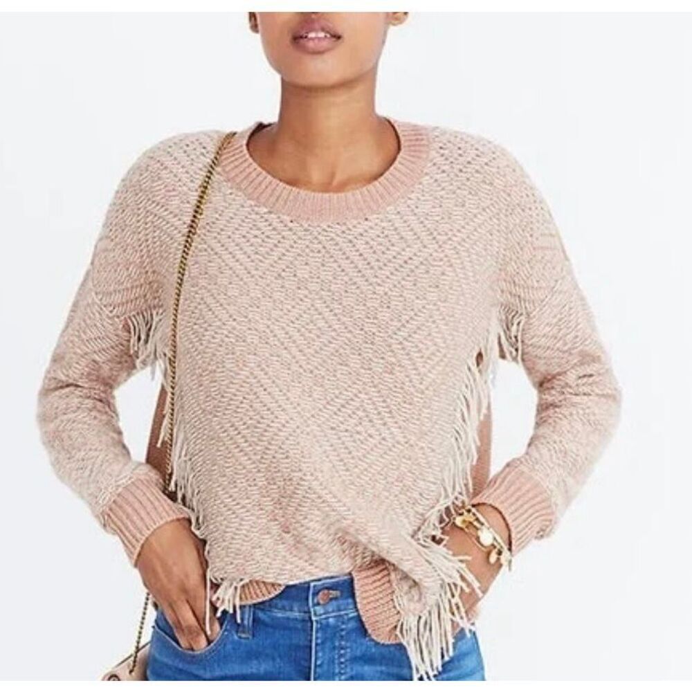 Madewell wool diamond fringe sweater size small
